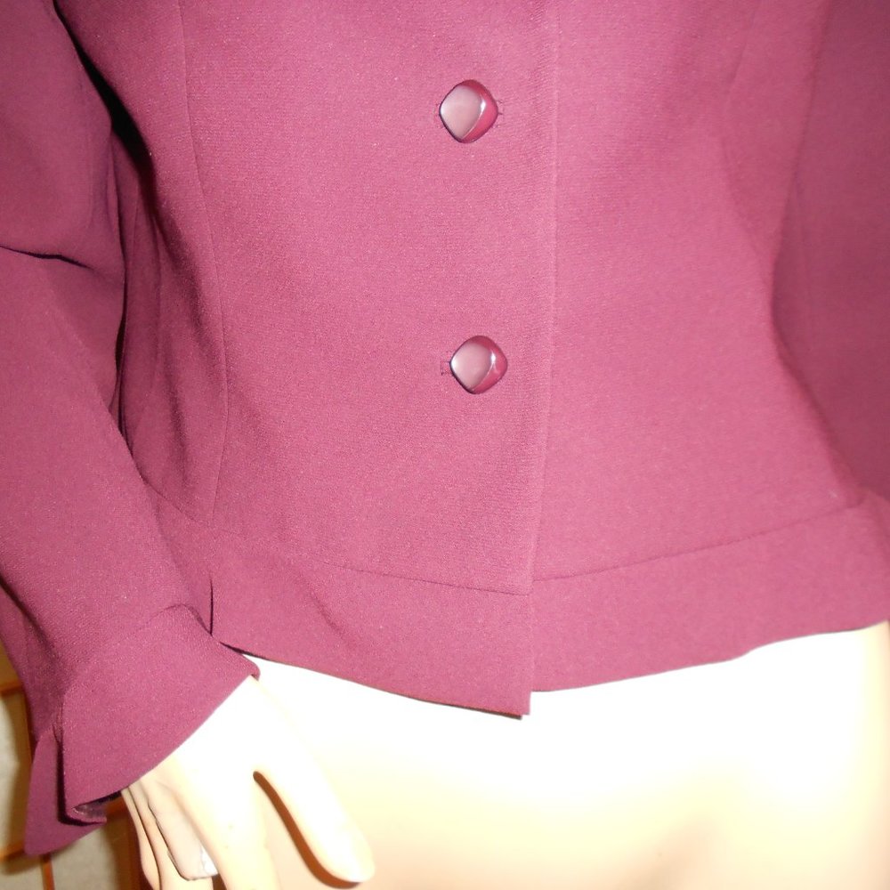 Albert Nipon Burgundy Button Front Blazer * Sz 12p - image 3